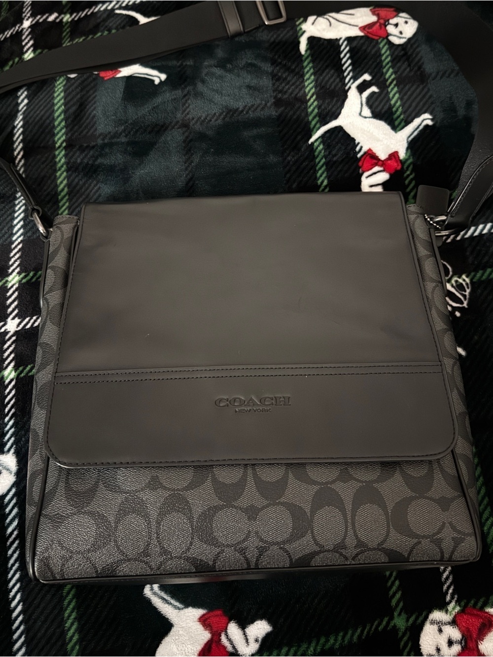Coach Black and Gray Signature Messenger Bag